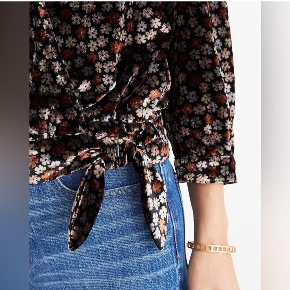 Madewell Velvet Wrap Top in
Petite Blooms - Picture 2 of 7